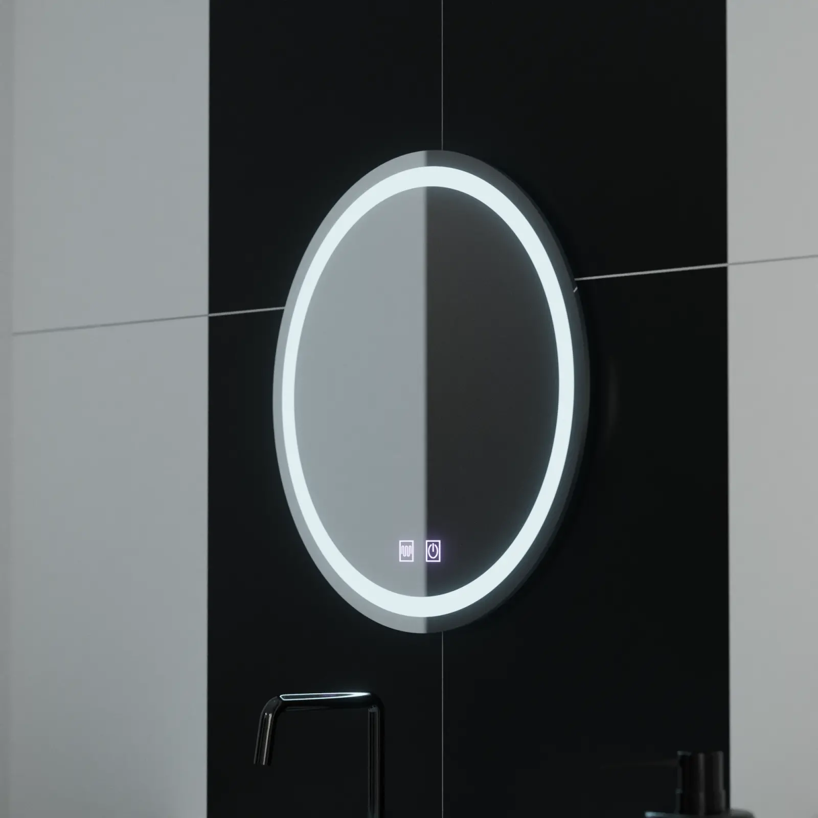 Oglinda LED Rotunda 50cm Lucea Touch Sistem Dezaburire