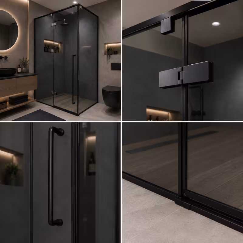 Previzualizare 2: Paravan dus Walk-In 90x90x195cm, Sticla securizata 8 mm, Profil metalic rezistent, Gri