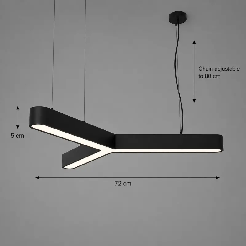 Previzualizare 4: Lustra LED suspendata ANGLE, Ø72cm, 25W, Inaltime Reglabila, Lumina Rece 6000K, Negru, Metal si Acril