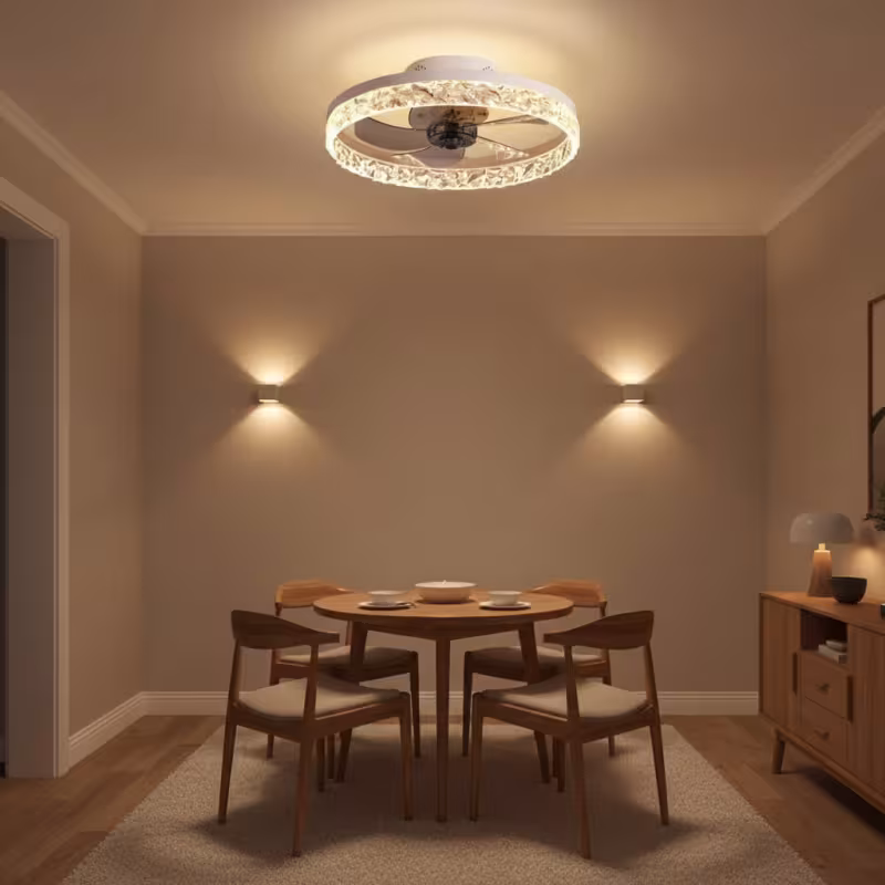 Previzualizare 2: Lustra LED VEYA cu Telecomanda, 38W, D50cm, Lumina Rece/Neutra/Calda, Metal si Plastic, Alb