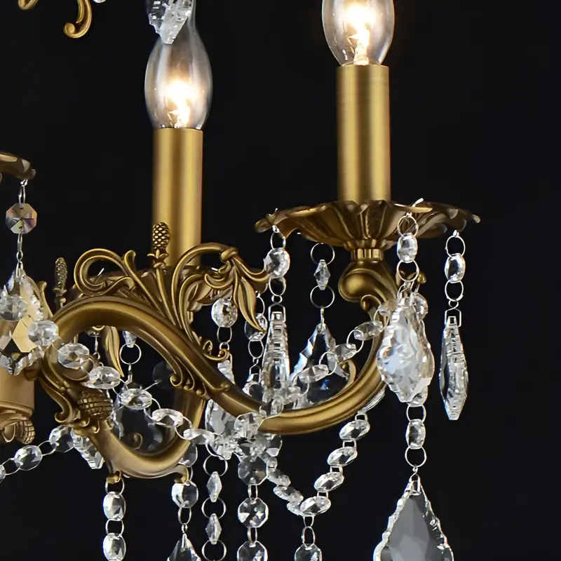 Previzualizare 2: Candelabru SANSSOUCI Royal 12xE14 Metal si Cristal Inaltime Reglabila Alama Antichizata