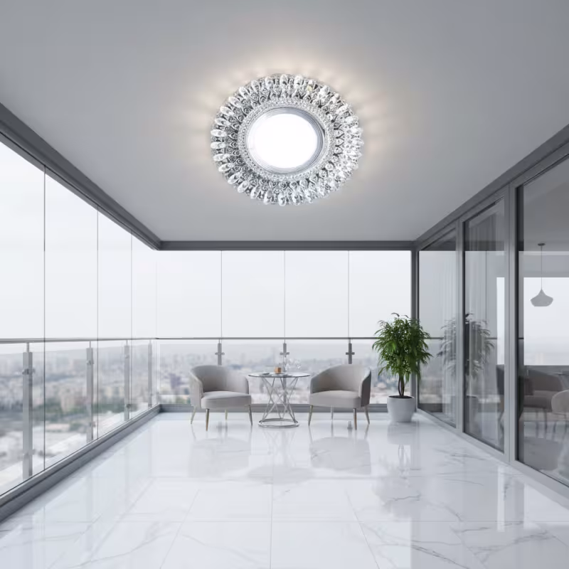 Spot LED ORBITA, 5W, Rotund, Lumina Rece + RGB, Alb, Rasina si Sticla