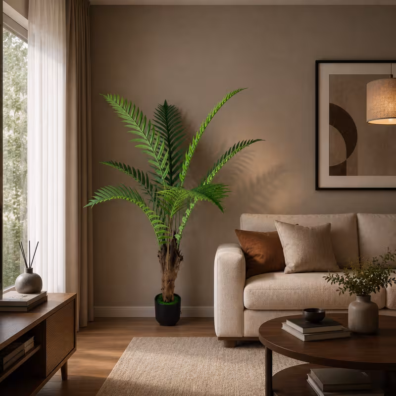 Previzualizare 2: Planta Artificiala Copac Tip Palmier Regal, 160 cm, 7 frunze, Verde, cu Ghiveci
