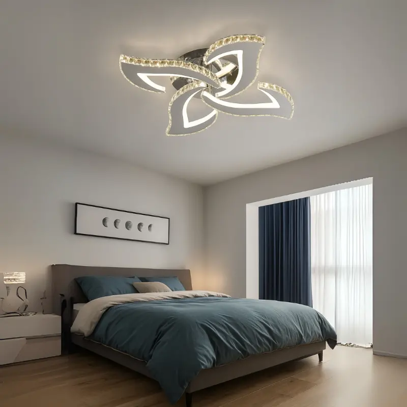 Previzualizare 3: Lustra LED Alejandro cu Telecomanda, 71W, 4 Flori, Lumina Dimabila Rece/Calda/Neutra, Crom