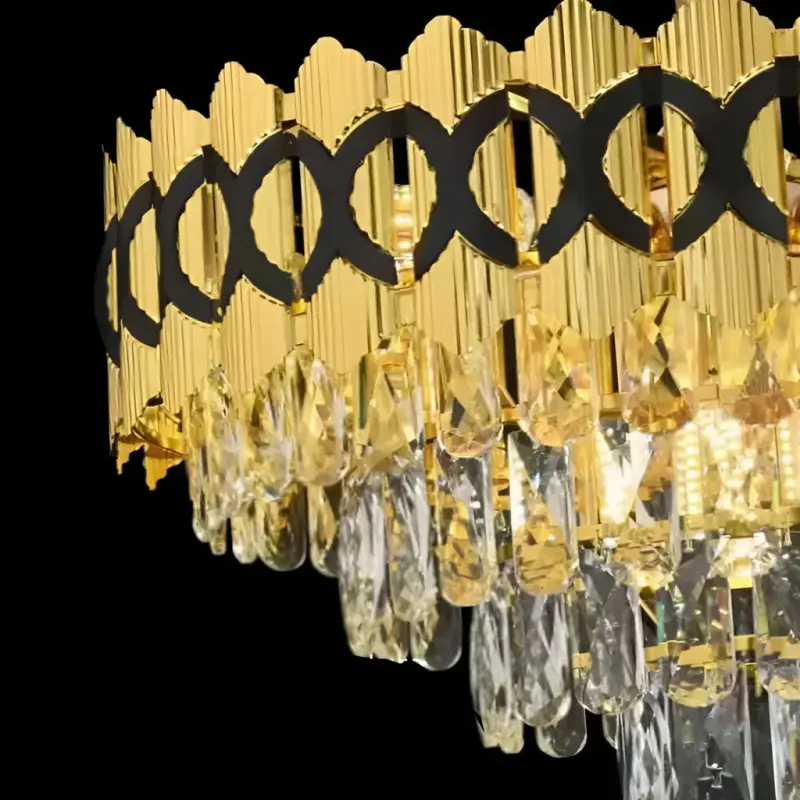 Previzualizare 2: Candelabru Cristal Evangeline Auriu Negru 10XE14 Inaltime Reglabila