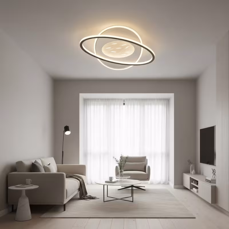 Previzualizare 3: Lustra LED cu telecomanda VOLTA 96W, Ovala, lumina Rece/Calda/Neutra, Dimabila, Negru