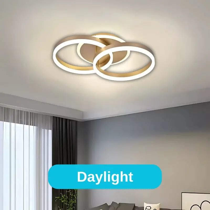 Previzualizare 3: Lustra LED cu telecomanda RINOVA 41W, 2 Cercuri, lumina Rece/Calda/Neutra, Dimabila, Auriu