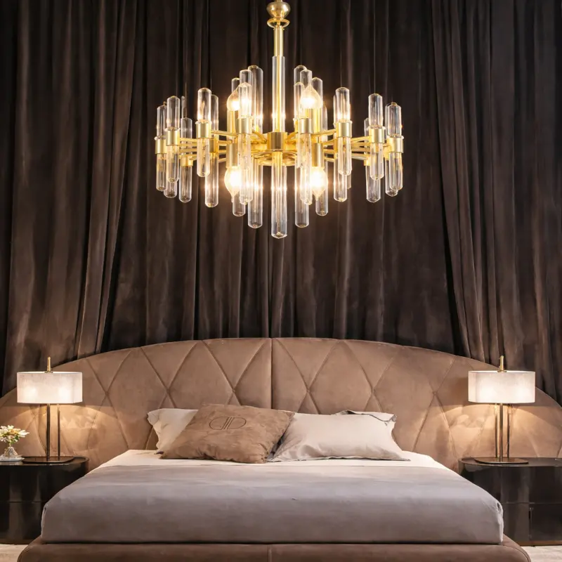 Previzualizare 3: Candelabru Cristal CC850/480GD ,6xE14, 48X45cm, Inaltime Reglabila, Auriu Lucios, Inaltime Reglabila, Design Elegant, Metal si Cristal