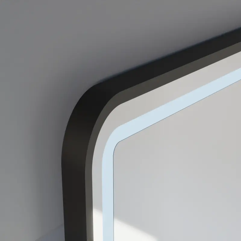 Previzualizare 4: Oglinda LED Touch LUCIDA Sistem Dezaburire, Ceas si Temperatura 60x80 cm Rama Negru Brushed