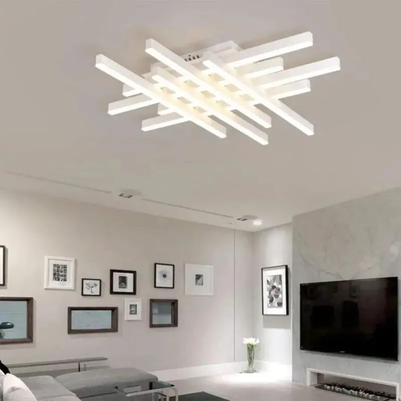 Lustra LED cu telecomanda MORA 160W, 8 Elemente, Liniara, lumina Rece/Calda/Neutra, Dimabila, Alb