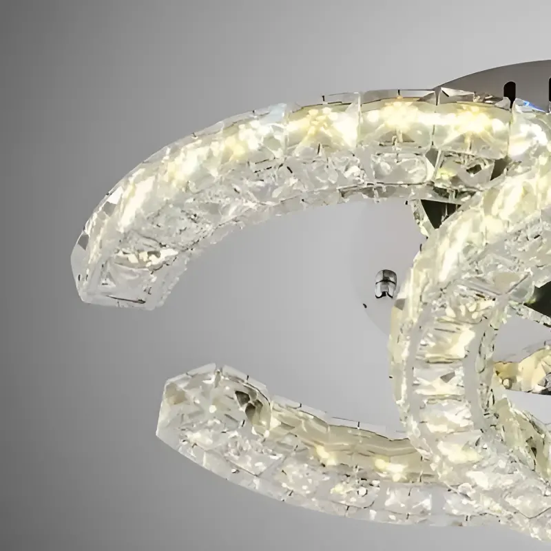 Previzualizare 2: Lustra LED cu telecomanda si cristal SHIA 27.1W, 2 Cercuri, lumina Rece/Calda/Neutra, Dimabila, Crom Lucios
