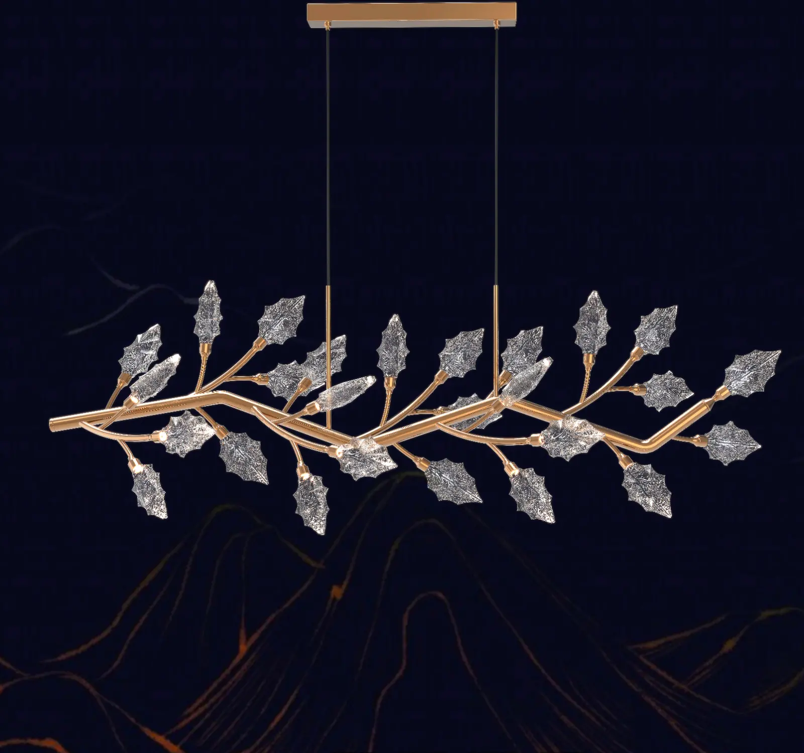 Candelabru Cristal, LED, TOCCATA Lungo, 21W, lumina Calda/Neutra/Rece, Auriu, Inaltime Reglabila