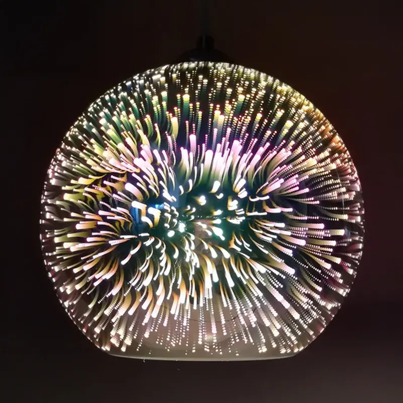 Previzualizare 2: Pendul Sticla 3D, OTTICA, Ø18cm, 1xE27, Inaltime Reglabila, Sticla si Metal