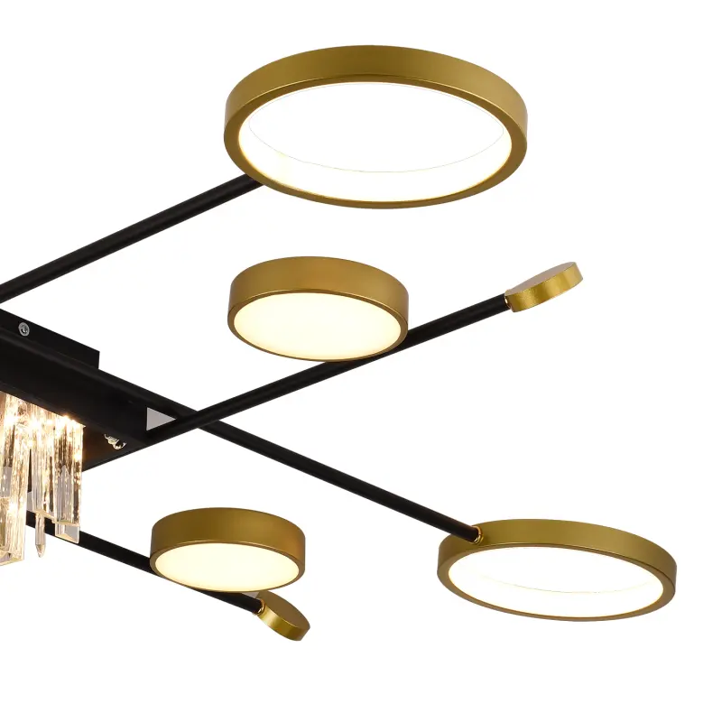 Previzualizare 2: Lustra LED cu telecomanda si cristal GUIDA 46W, 8 Elemente, lumina Rece/Calda/Neutra, Dimabila, Negru Auriu