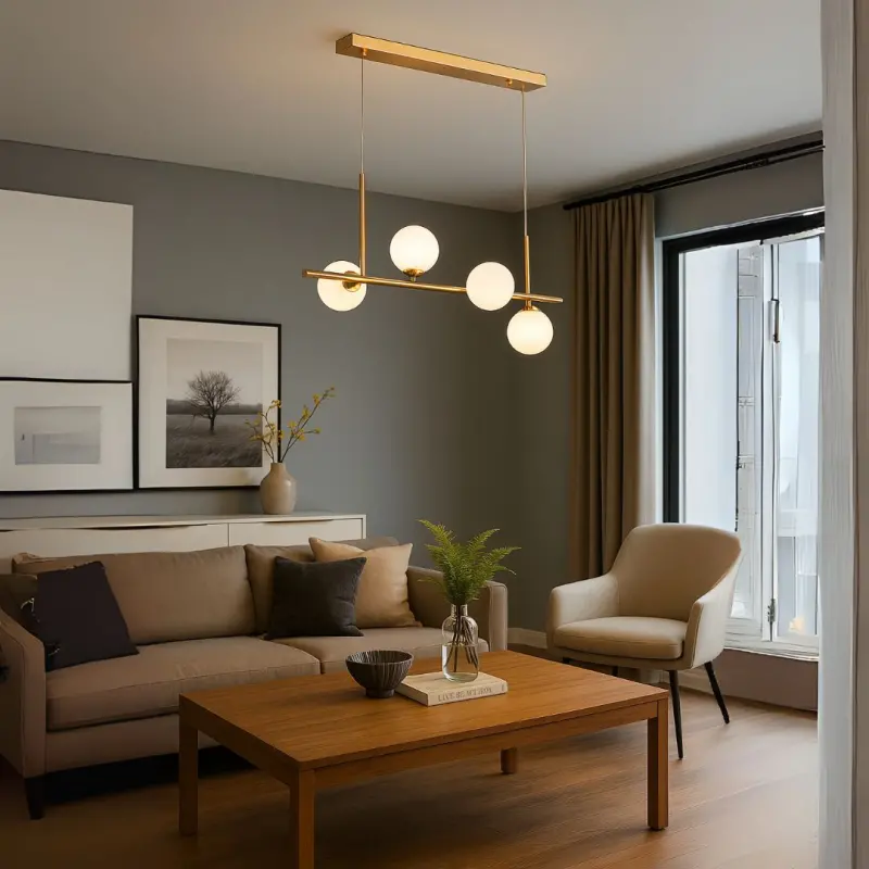 Previzualizare 3: Lustra cu bec moderna LOFT Pavilion, 4x G9, Auriu, Metal, Inaltime Reglabila