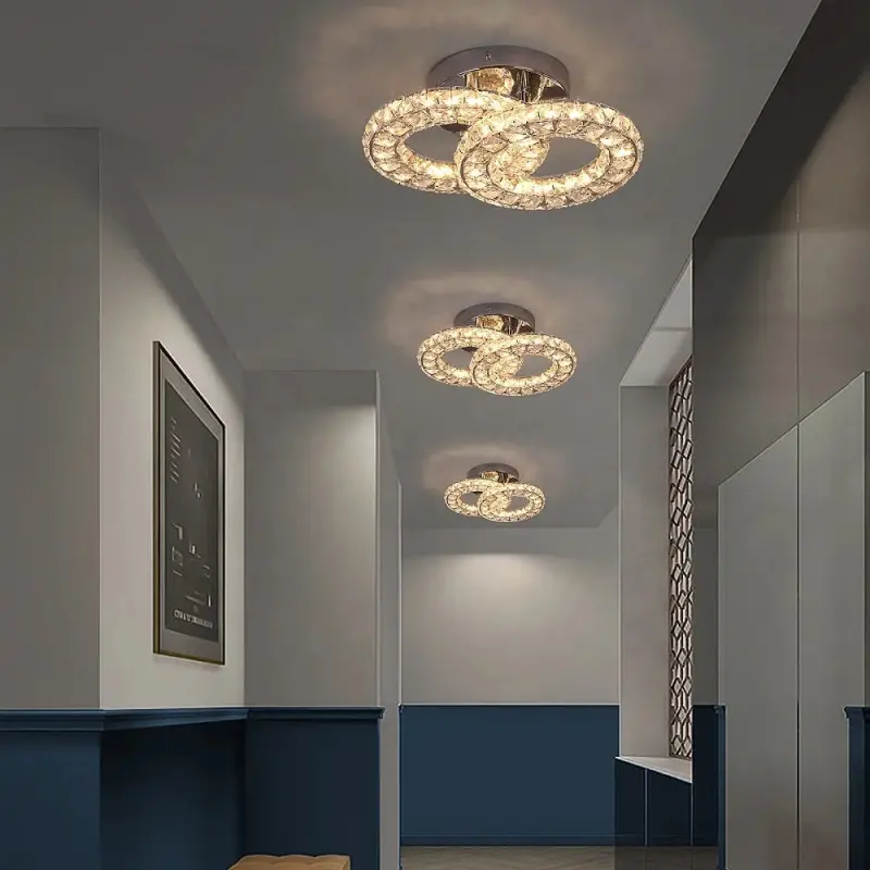 Previzualizare 4: Lustra LED si cristal ZABINA 25W, 2 Cercuri, lumina Rece/Calda/Neutra, Crom Lucios