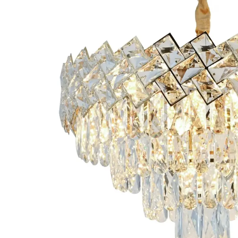 Previzualizare 2: Candelabru Cristal WINDSOR Nobile 5xE14, Diametru 39cm, Auriu Lucios, Inaltime Reglabila