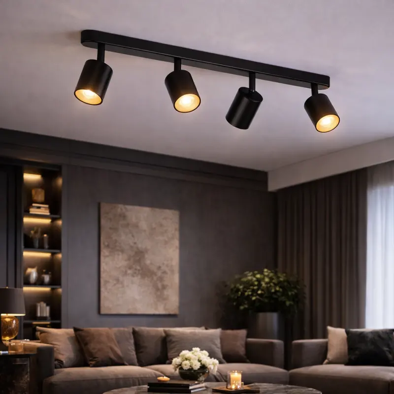 Previzualizare 3: Lustra Clasica Moderna, Joom cu Proiector Liniar, 4XGU10, Metal, Negru, Becuri Neincluse