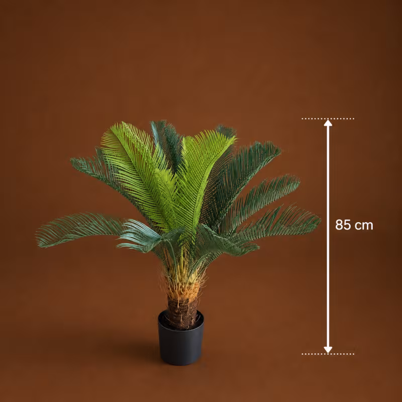 Previzualizare 4: Planta Artificiala Copac Tip Palmier, 24 frunze, 85 cm, Verde, cu Ghiveci