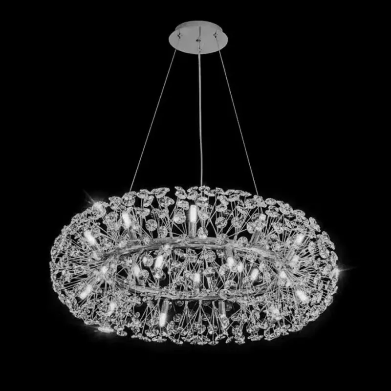 Previzualizare 2: Candelabru Cristal MINUET 12x G9, Diametru 60cm, Argintiu Lucios, Inaltime Reglabila
