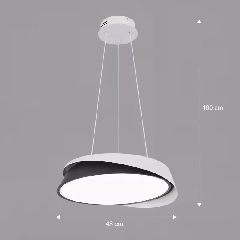 Previzualizare 4: Lustra LED cu telecomanda SCHECTE, 3000K/4000K/6000K, 96W, Metal si Plastic, Alba+Neagra