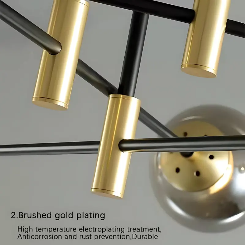 Previzualizare 3: Lustra Morena, 8xE27, Negru Auriu, Metal