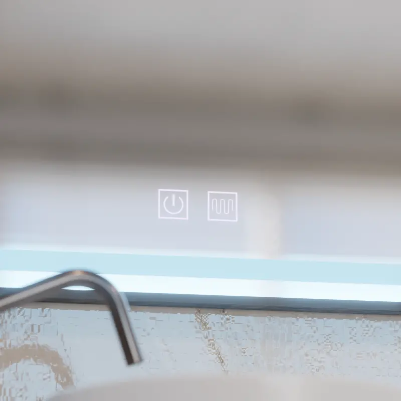 Previzualizare 4: Oglinda LED Rectangulara 80x60cm – EDGE Touch Sistem Dezaburire, Rama Neagra