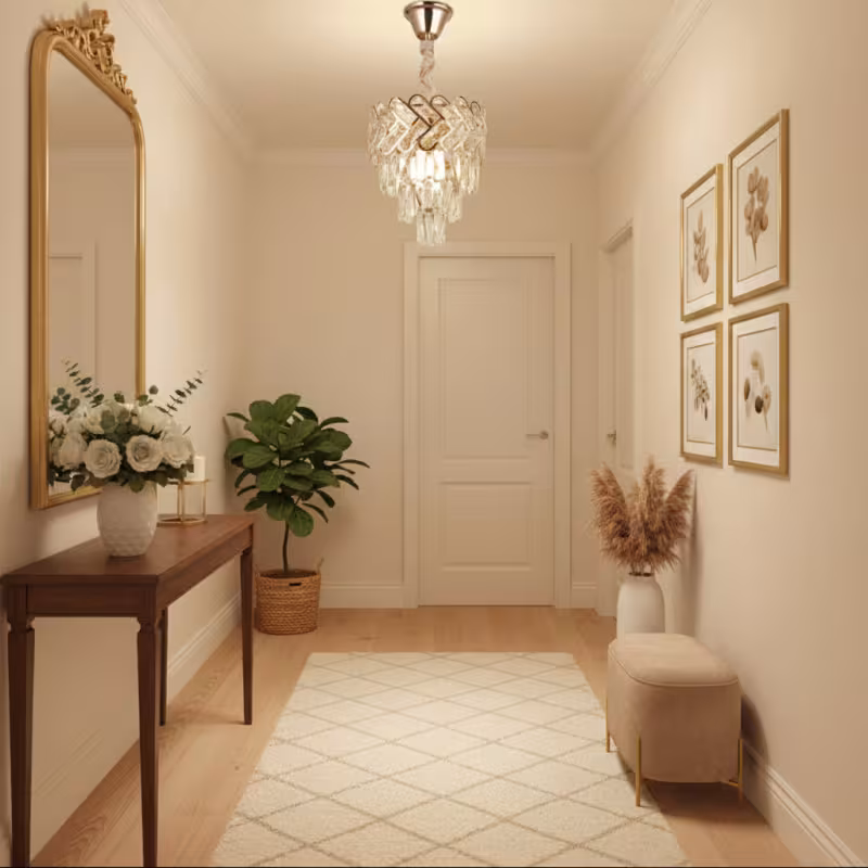 Previzualizare 4: Candelabru Cristal VECTOR Petito 3xE14, Diametru 28cm, Auriu Lucios, Inaltime Reglabila, Metal si Cristal