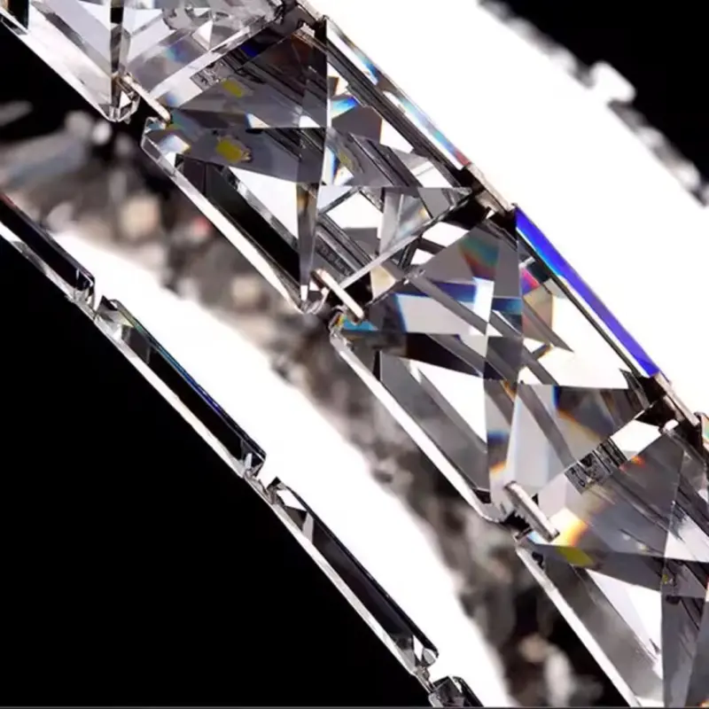 Previzualizare 2: Lustra LED suspendata cu telecomanda si cristal PRISM ANTEA 57W, 2 Cercuri, lumina Rece/Calda/Neutra, Dimabila, Crom Lucios, Inaltime Reglabila