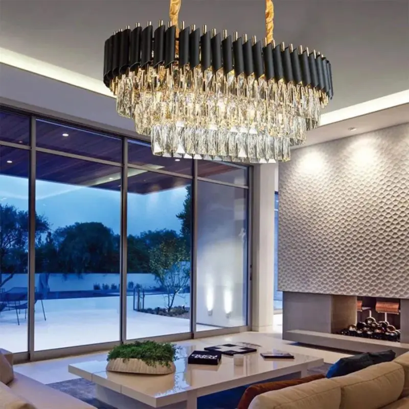 Previzualizare 2: Candelabru Cristal VERSAILLES Regalis 10x E14, Auriu Lucios si Negru, Inaltime Reglabila