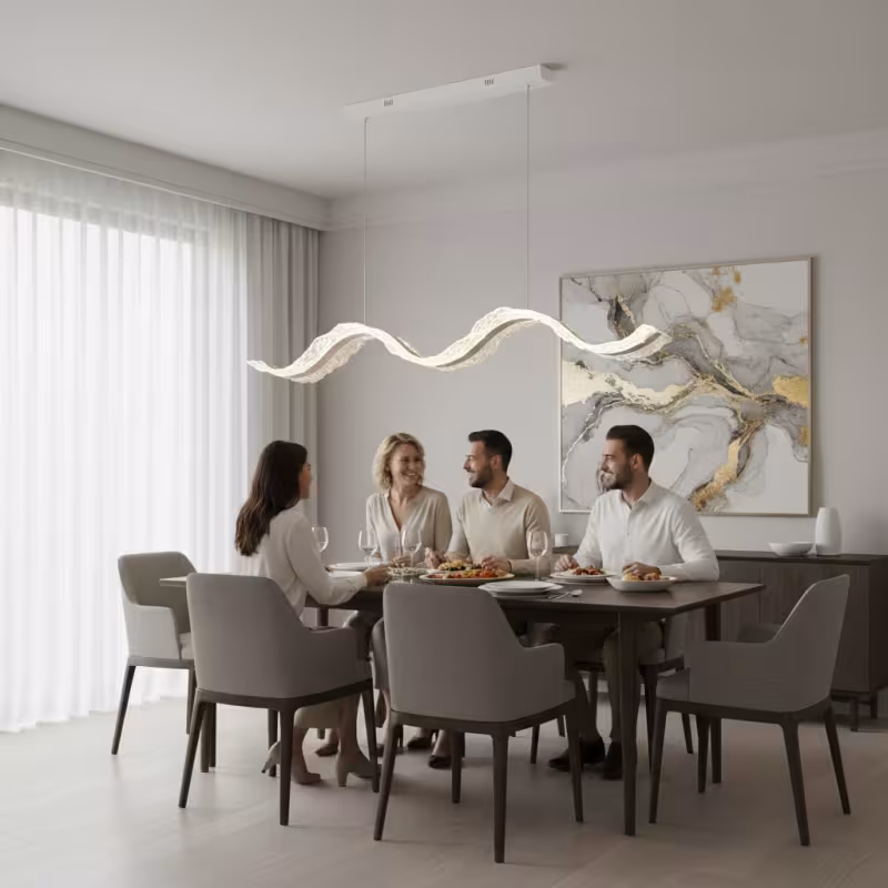 Previzualizare 3: Lustra LED cu Telecomanda, Suspendata AMI 63W, Liniara, Lumina Rece/Calda/Neutra, Alb, Inaltime Reglabila