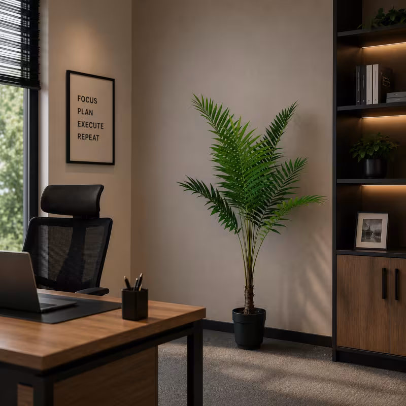 Previzualizare 2: Planta Artificiala Copac Tip Palmier Kentia, Cu Frunze Elegante, 160 cm, 7 frunze, Verde, cu Ghiveci