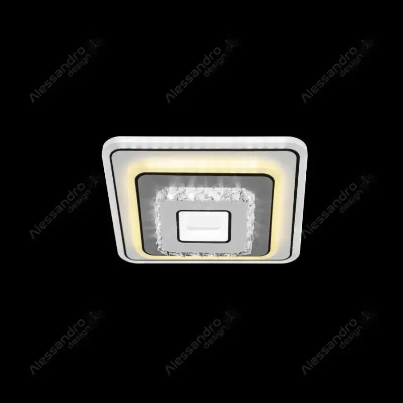 Lustra LED cu cristal MITA 39W, 20x20cm, Patrata, Lumina Rece/Calda/Neutra, Alb