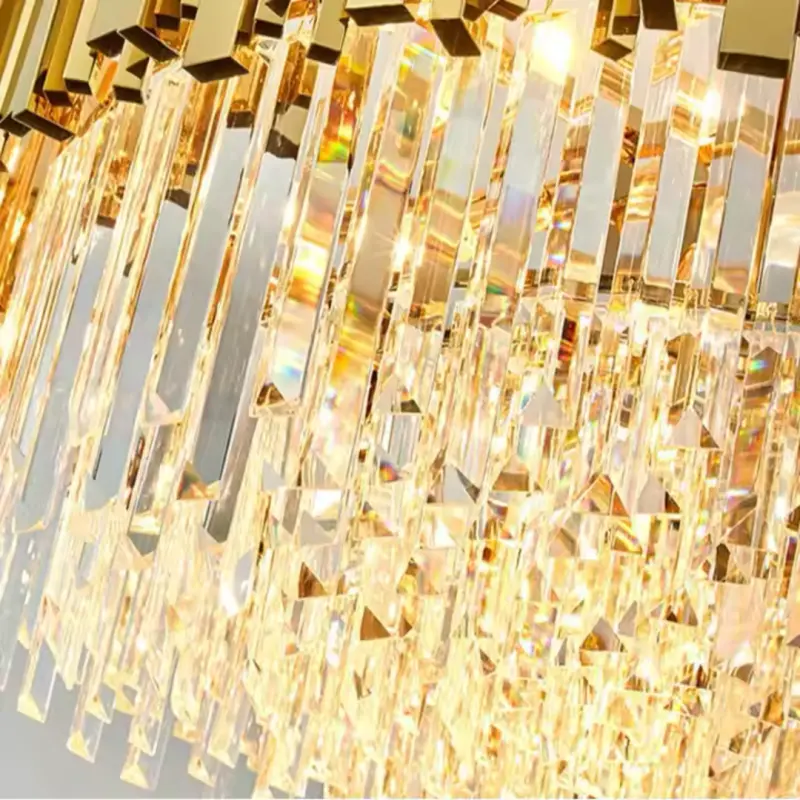 Previzualizare 3: Candelabru Cristal BLOIS Eleganza, Diametru 50cm, 8x E14, Auriu Lucios, Inaltime Reglabila