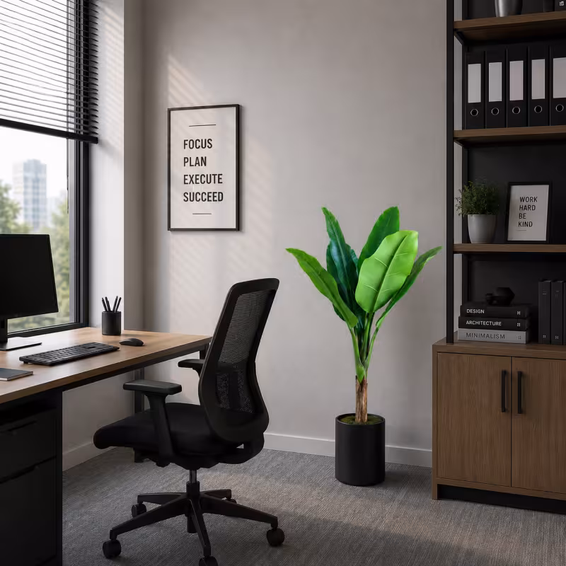 Previzualizare 2: Planta Artificiala Copac Tip Bananier, 130 cm, 6 frunze, Verde, cu Ghiveci