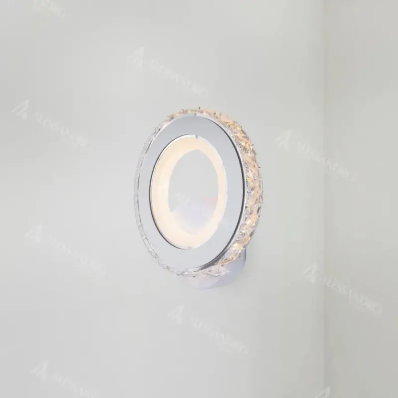 Aplica LED Borandis 16W, Alb cu Crom, Acril si Cristal , Lumina Rece/Calda/Neutra