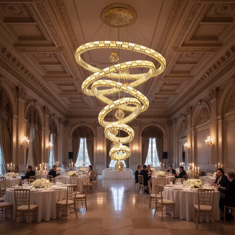 Previzualizare 4: Candelabru Cristal cu Telecomanda RONDOS Supremo, 120x350cm, Lumina Calda/Neutra/Rece, Auriu, Metal si Cristal