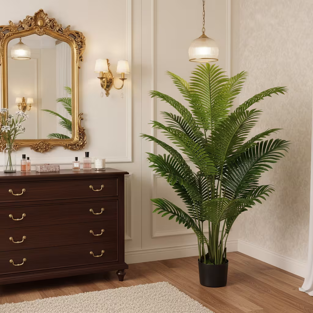Planta Artificiala Tip Palmier Areca, 15 frunze, 150 cm, Verde
