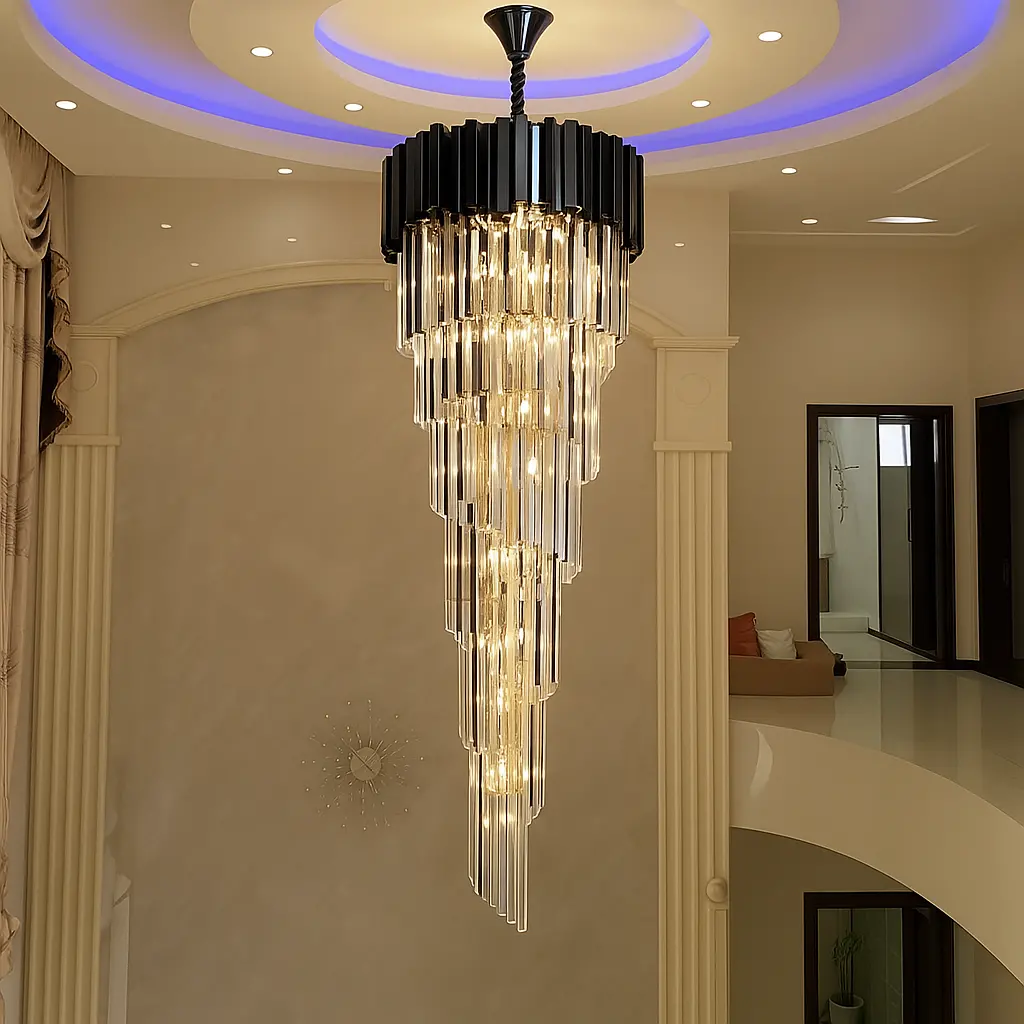 Candelabru Cristal BLOIS Ascendere, 28xE14, Diametru 60cm, Negru, Inaltime Reglabila