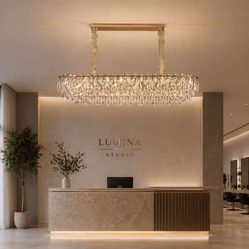 Previzualizare 2: Candelabru Cristal ORION 19xE14, Auriu, Inaltime Reglabila, Metal si Cristal
