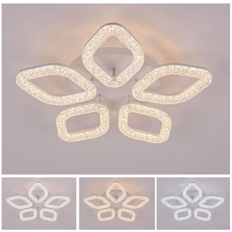 Previzualizare 4: Lustra LED cu telecomanda, 67W, Lumina Rece/Calda/Neutra, Dimabila, Auriu