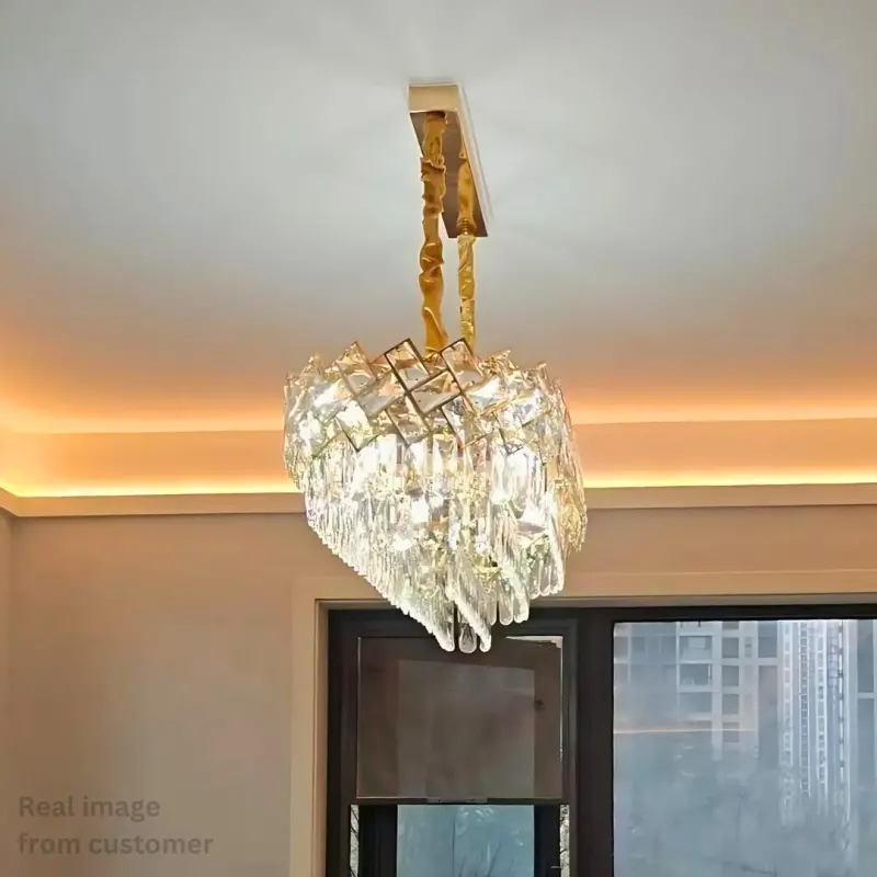 Previzualizare 3: Candelabru Cristal WINDSOR Regalis 10x E14, Auriu Lucios, Inaltime Reglabila