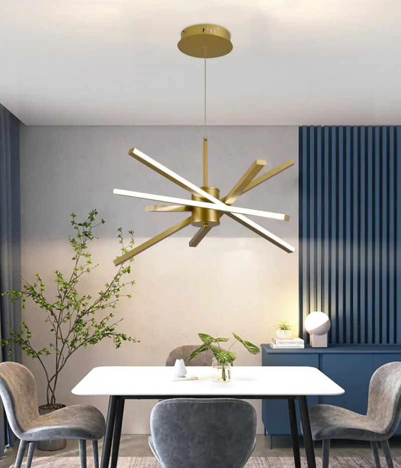 Previzualizare 4: Lustra LED cu Telecomanda LT176/5GD, 69W, 5 Elemente, Lumina Rece/Clada/Neutra 3000K/4000K/6000K, Dimabila, Auriu, Inaltime Reglabila, Metal si Acril