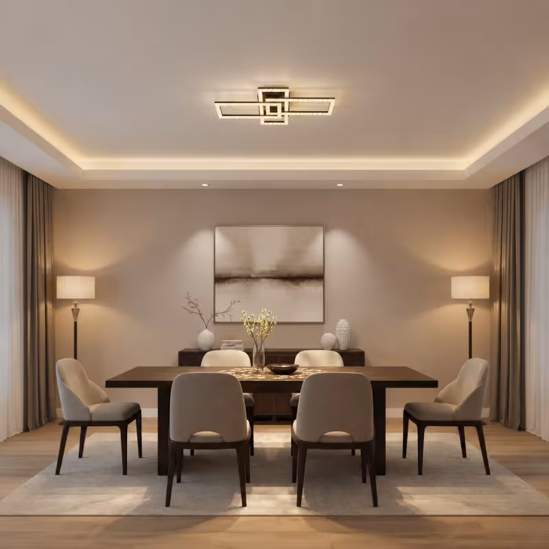 Lustra LED cu telecomanda SUKING, 3 surse, 3000K/4000K/6000K, 57W, Metal si Acrilic, Negru