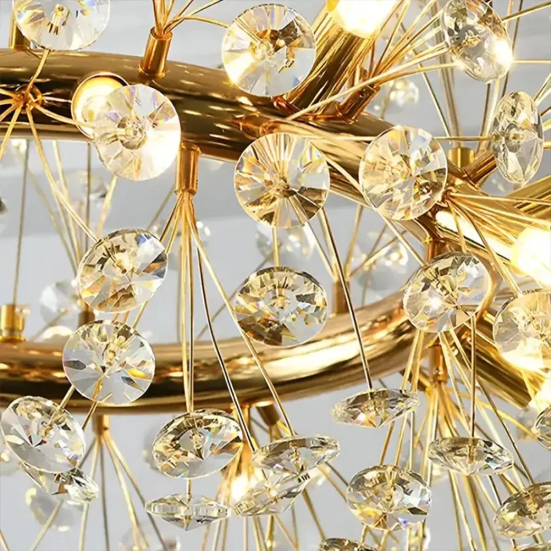 Previzualizare 2: Candelabru Cristal KHUJANT 9x G9, Diametru 50cm, Auriu Lucios, Inaltime Reglabila