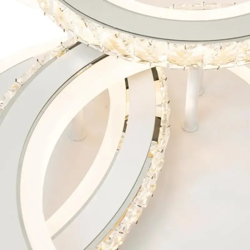 Previzualizare 2: Lustra LED cu telecomanda si cristal NOVA ROTONDA RGB 75W, 3 Cercuri, lumina Rece/Calda/Neutra, Dimabila, Alb