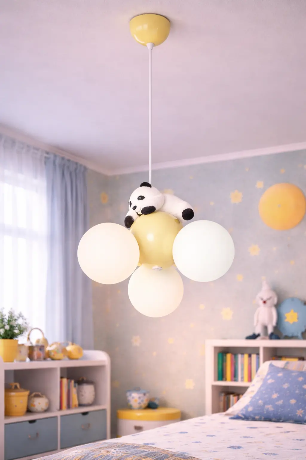 Lustra PANDA, 3xG9, D30 cm, Metal Rasina, Alb Auriu
