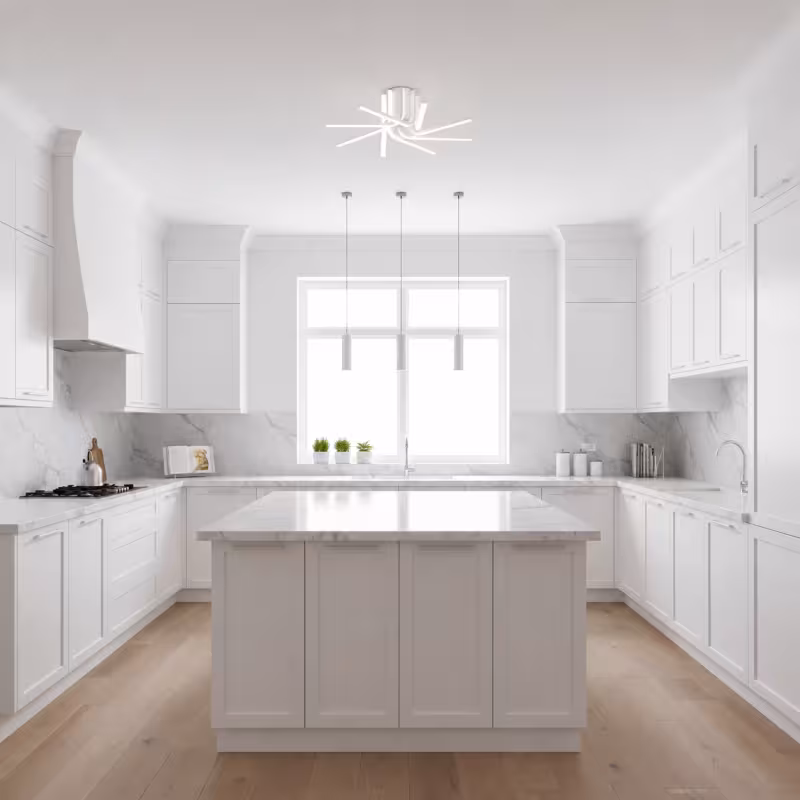 Previzualizare 3: Lustra LED cu telecomanda IBANE, 8 surse, 3000K/4000K/6000K, 128W, Metal si Silicon, Alb