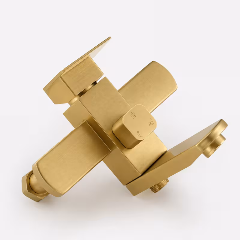 Previzualizare 2: SET Coloana de dus cu baterie, Inox, Para patrata, Efect ploaie, 3 functii, Montare pe perete, Finisaj Auriu Periat, Accesorii Incluse