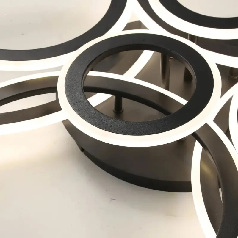 Previzualizare 2: Lustra LED cu telecomanda BETTY 127W, 8 Cercuri, lumina Rece/Calda/Neutra, Dimabila, Negru